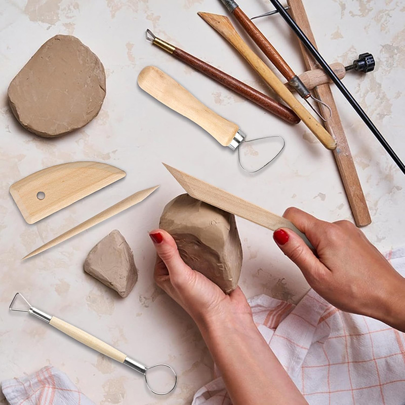 13 Pcs Pottery Clay Sculpting  - Model Kit Wood 评论和价格