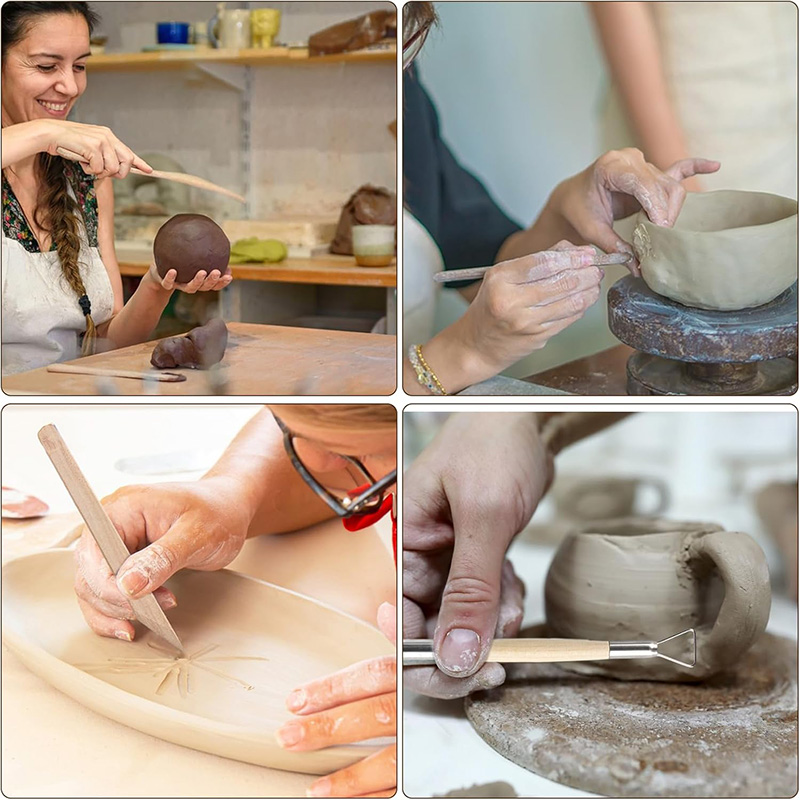 13 Pcs Pottery Clay Sculpting  - Model Kit Wood 评论和价格