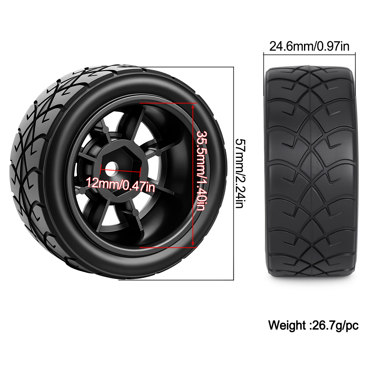 4Pcs 12mm Hex Rubber Racing Ti - Tamiya Model Rc Car 评论和价格